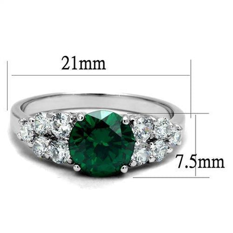 Rhodium Brass Ring with Synthetic Spinel in Emerald