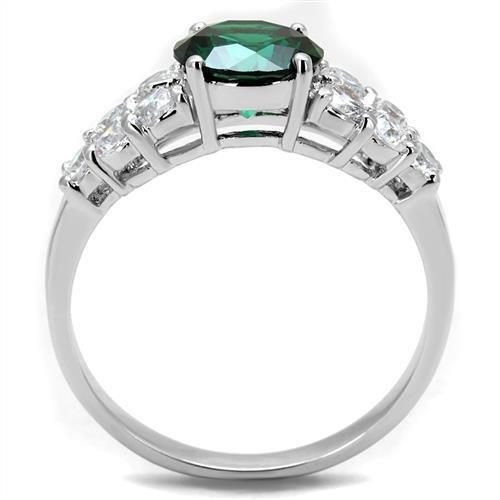 Rhodium Brass Ring with Synthetic Spinel in Emerald