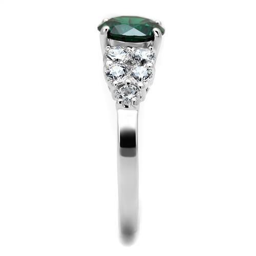 Rhodium Brass Ring with Synthetic Spinel in Emerald