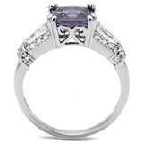 Rhodium Brass Ring with AAA Grade CZ  in Amethyst