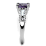 Rhodium Brass Ring with AAA Grade CZ  in Amethyst
