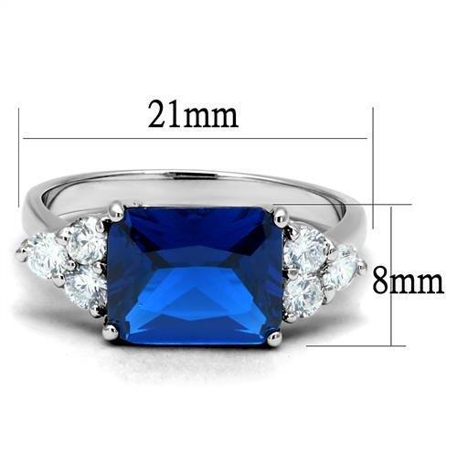 Rhodium Brass Ring with Synthetic Spinel in London Blue