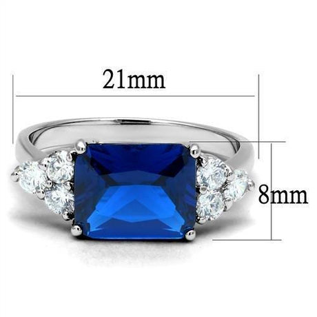 Rhodium Brass Ring with Synthetic Spinel in London Blue