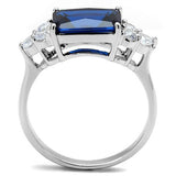 Rhodium Brass Ring with Synthetic Spinel in London Blue