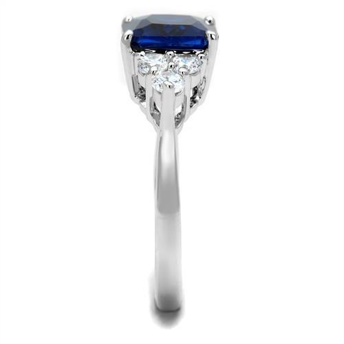 Rhodium Brass Ring with Synthetic Spinel in London Blue
