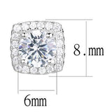 Rhodium 925 Sterling Silver Earrings with AAA Grade CZ  in Clear