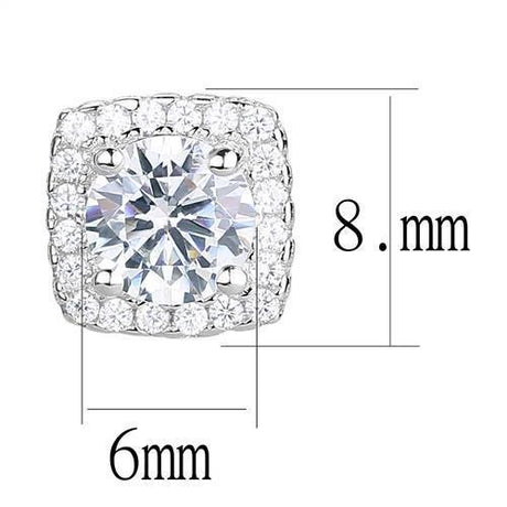 Rhodium 925 Sterling Silver Earrings with AAA Grade CZ  in Clear