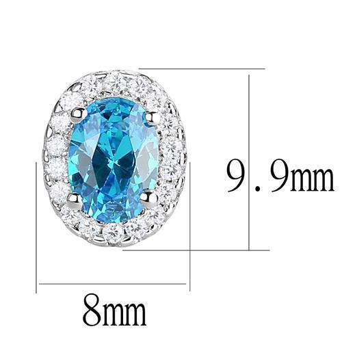 Rhodium 925 Sterling Silver Earrings with Synthetic Spinel in London Blue