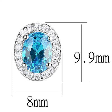 Rhodium 925 Sterling Silver Earrings with Synthetic Spinel in London Blue