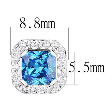 Rhodium 925 Sterling Silver Earrings with Synthetic Spinel in London Blue