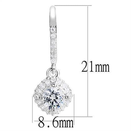 Rhodium 925 Sterling Silver Earrings with AAA Grade CZ  in Clear