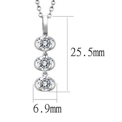 Rhodium 925 Sterling Silver Chain Pendant with AAA Grade CZ  in Clear