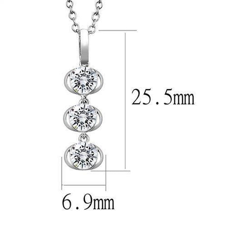 Rhodium 925 Sterling Silver Chain Pendant with AAA Grade CZ  in Clear