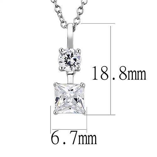 Rhodium 925 Sterling Silver Chain Pendant with AAA Grade CZ  in Clear