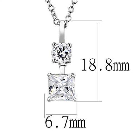 Rhodium 925 Sterling Silver Chain Pendant with AAA Grade CZ  in Clear
