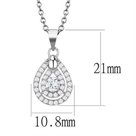 Rhodium 925 Sterling Silver Chain Pendant with AAA Grade CZ  in Clear