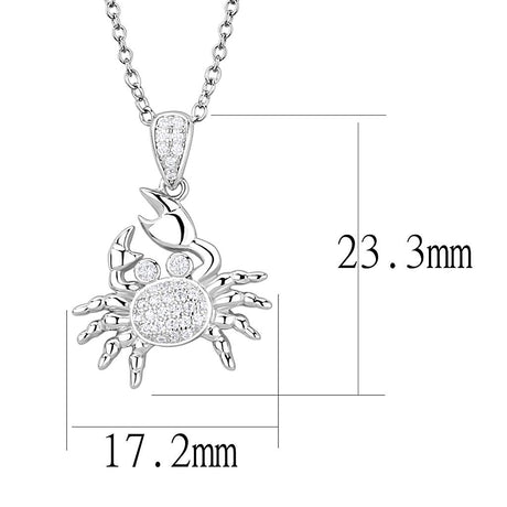 Rhodium 925 Sterling Silver Chain Pendant with AAA Grade CZ  in Clear