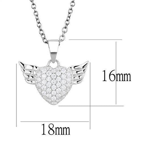 Rhodium 925 Sterling Silver Chain Pendant with AAA Grade CZ  in Clear