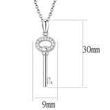 Rhodium 925 Sterling Silver Chain Pendant with AAA Grade CZ  in Clear