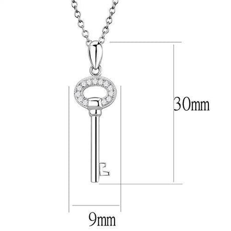 Rhodium 925 Sterling Silver Chain Pendant with AAA Grade CZ  in Clear