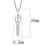 Rhodium 925 Sterling Silver Chain Pendant with AAA Grade CZ  in Clear