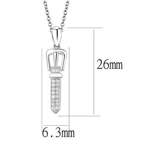 Rhodium 925 Sterling Silver Chain Pendant with AAA Grade CZ  in Clear