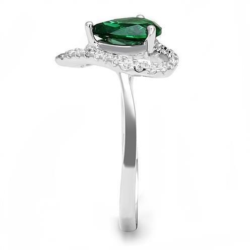 Rhodium 925 Sterling Silver Ring with Synthetic Synthetic Glass in Blue Zircon