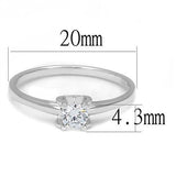 Rhodium 925 Sterling Silver Ring with AAA Grade CZ  in Clear