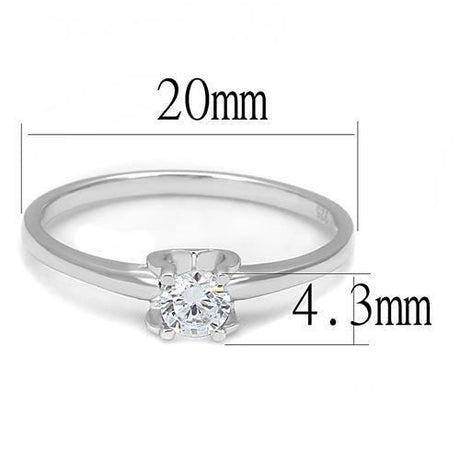 Rhodium 925 Sterling Silver Ring with AAA Grade CZ  in Clear