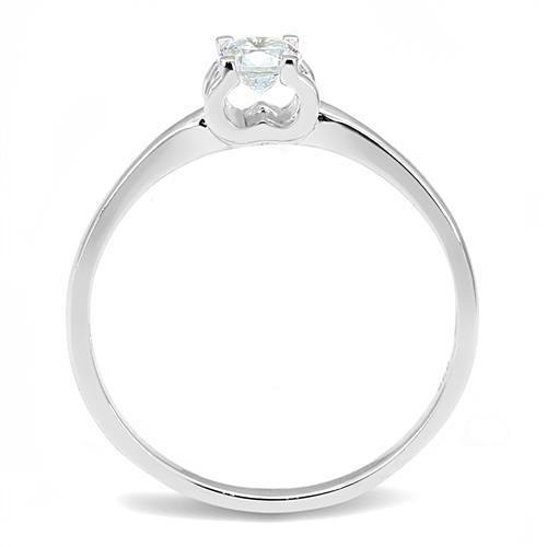 Rhodium 925 Sterling Silver Ring with AAA Grade CZ  in Clear