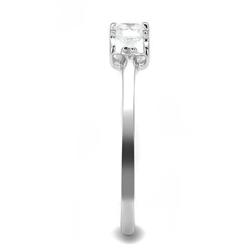 Rhodium 925 Sterling Silver Ring with AAA Grade CZ  in Clear