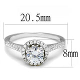 Rhodium 925 Sterling Silver Ring with AAA Grade CZ  in Clear