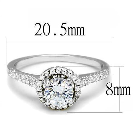 Rhodium 925 Sterling Silver Ring with AAA Grade CZ  in Clear