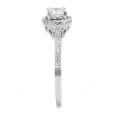 Rhodium 925 Sterling Silver Ring with AAA Grade CZ  in Clear