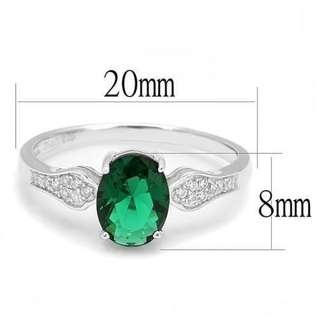 Rhodium 925 Sterling Silver Ring with Synthetic Synthetic Glass in Blue Zircon