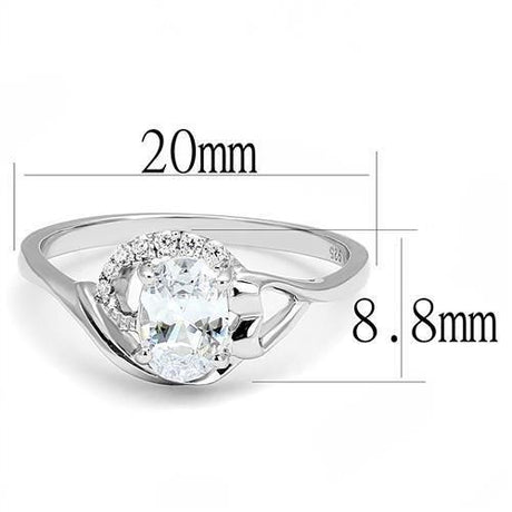 Rhodium 925 Sterling Silver Ring with AAA Grade CZ  in Clear