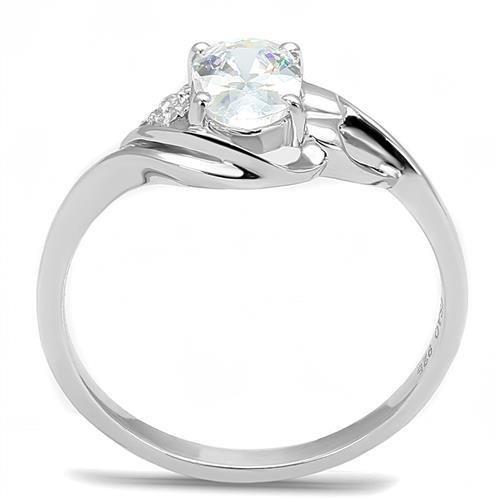 Rhodium 925 Sterling Silver Ring with AAA Grade CZ  in Clear