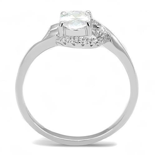 Rhodium 925 Sterling Silver Ring with AAA Grade CZ  in Clear
