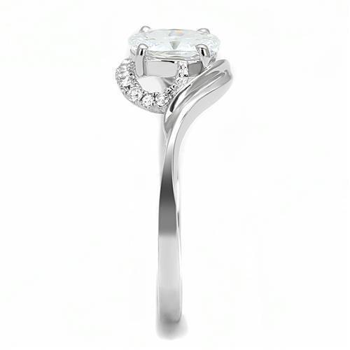 Rhodium 925 Sterling Silver Ring with AAA Grade CZ  in Clear