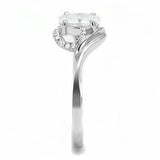 Rhodium 925 Sterling Silver Ring with AAA Grade CZ  in Clear