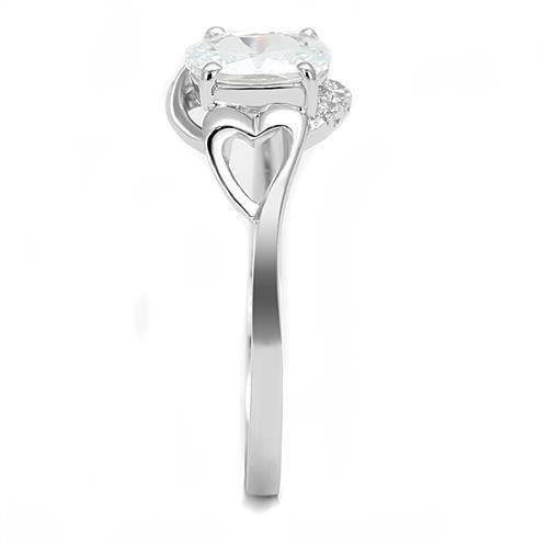 Rhodium 925 Sterling Silver Ring with AAA Grade CZ  in Clear