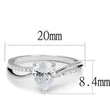 Rhodium 925 Sterling Silver Ring with AAA Grade CZ  in Clear