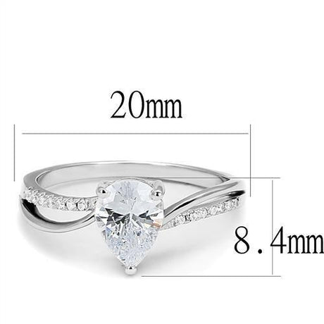 Rhodium 925 Sterling Silver Ring with AAA Grade CZ  in Clear