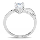 Rhodium 925 Sterling Silver Ring with AAA Grade CZ  in Clear