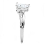 Rhodium 925 Sterling Silver Ring with AAA Grade CZ  in Clear