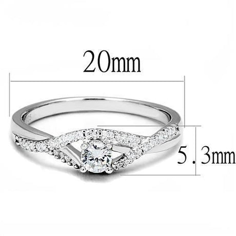 Rhodium 925 Sterling Silver Ring with AAA Grade CZ  in Clear