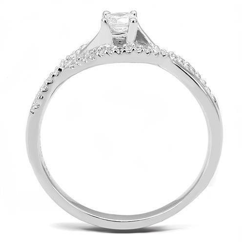 Rhodium 925 Sterling Silver Ring with AAA Grade CZ  in Clear