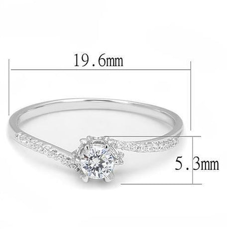 Rhodium 925 Sterling Silver Ring with AAA Grade CZ  in Clear
