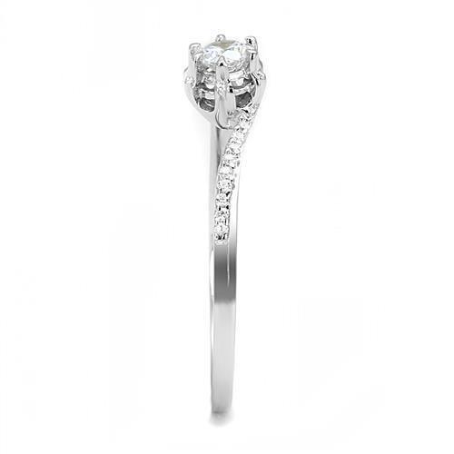 Rhodium 925 Sterling Silver Ring with AAA Grade CZ  in Clear