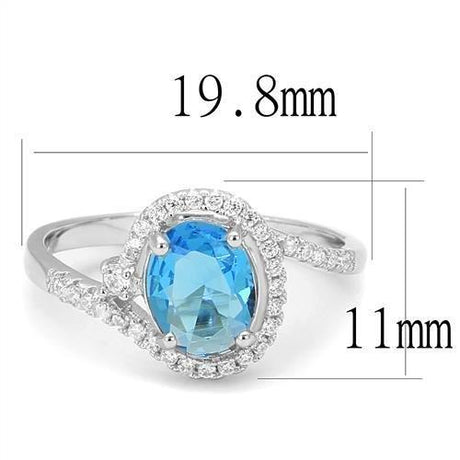 Rhodium 925 Sterling Silver Ring with Synthetic Spinel in London Blue